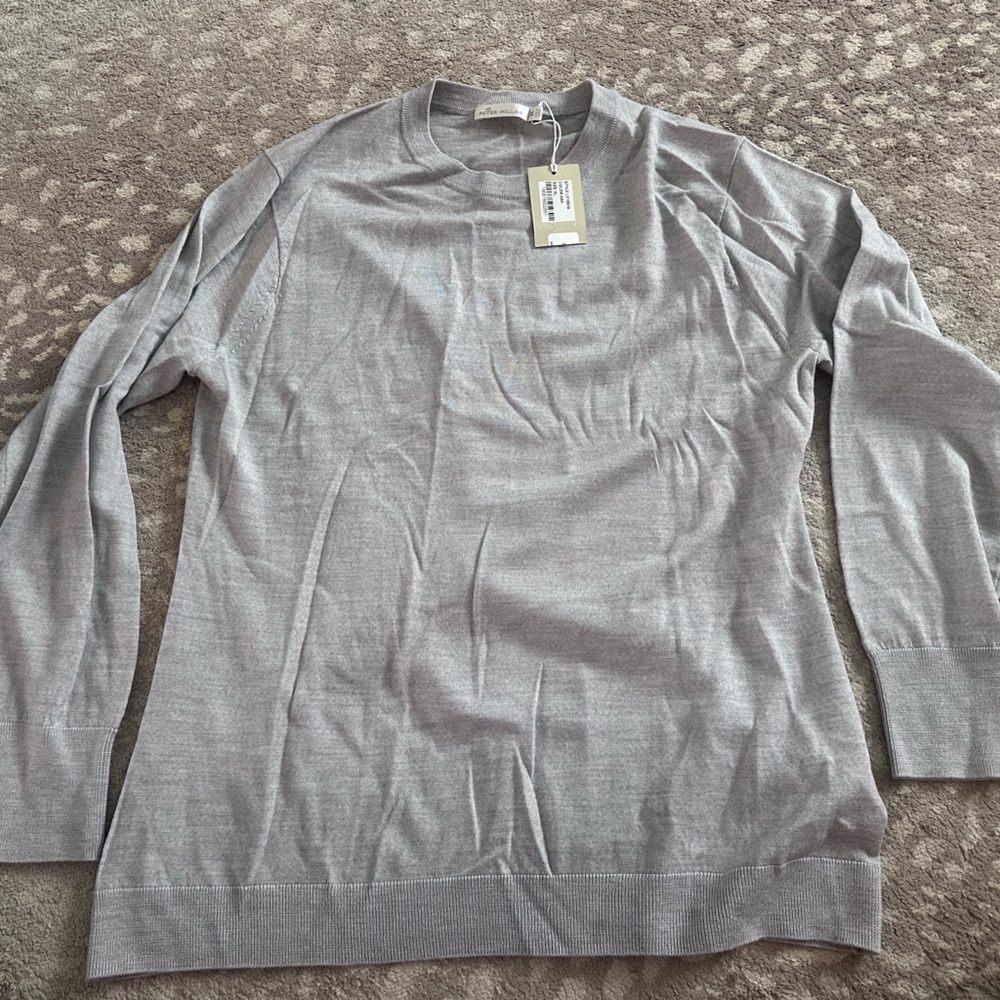 Peter Millar 100% Merino Wool Gray Crew Neck Sweater